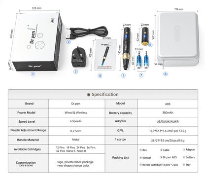 Dr. Pen A8S Ultima Pro Microneedling Pen  With 10pcs Cartridges