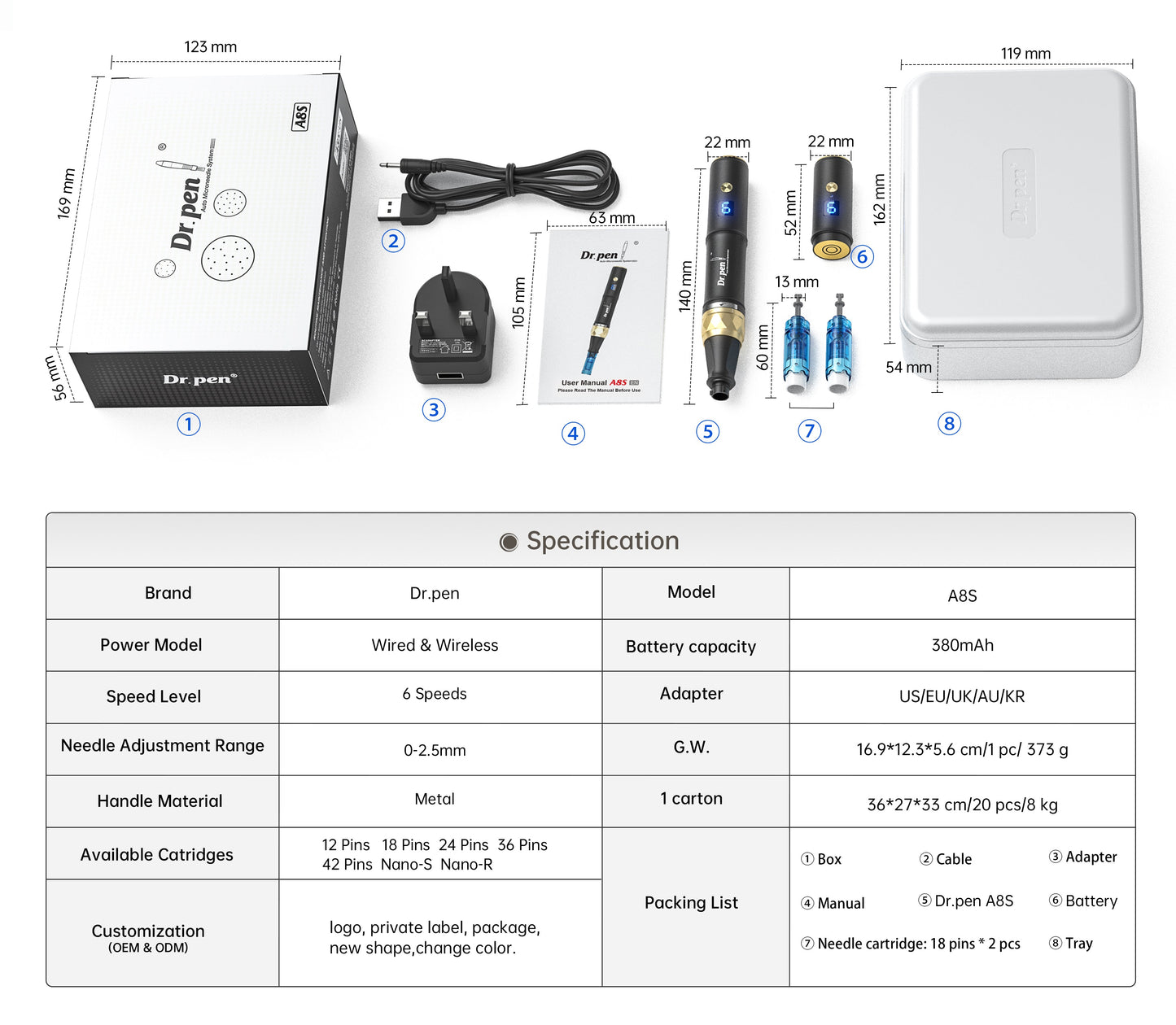 Dr. Pen A8S Ultima Pro Microneedling Pen With 30pcs Cartridges