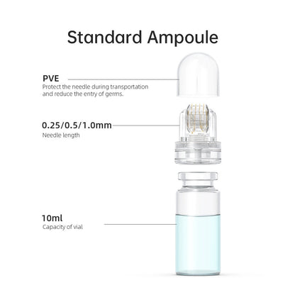 1pcs Hydra Needle 64 Derma Stamp With 6pcs Microneedling Replacement Head With 7pcs Anti-Aging Serum
