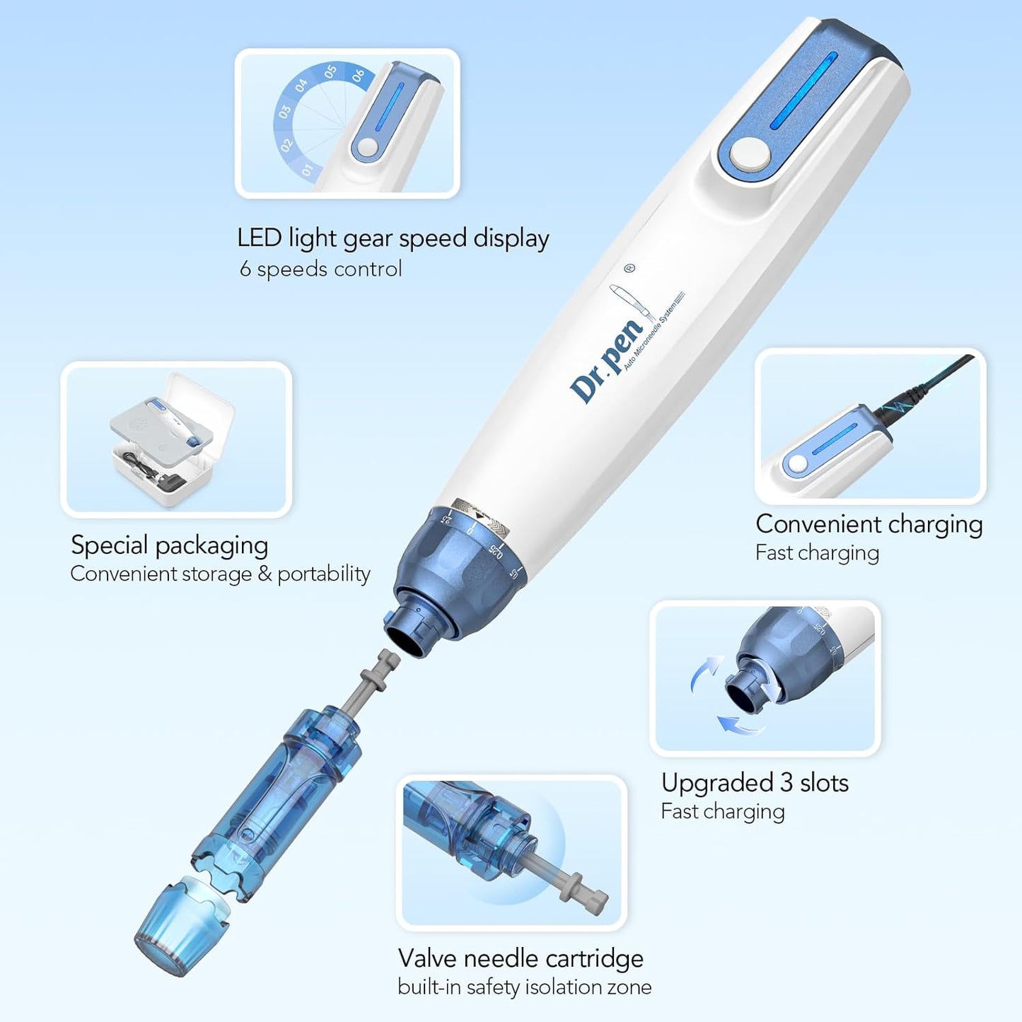 Dr.Pen A9 Microneedling Pen Kit Wireless Derma Pen with 20PCS Cartridges