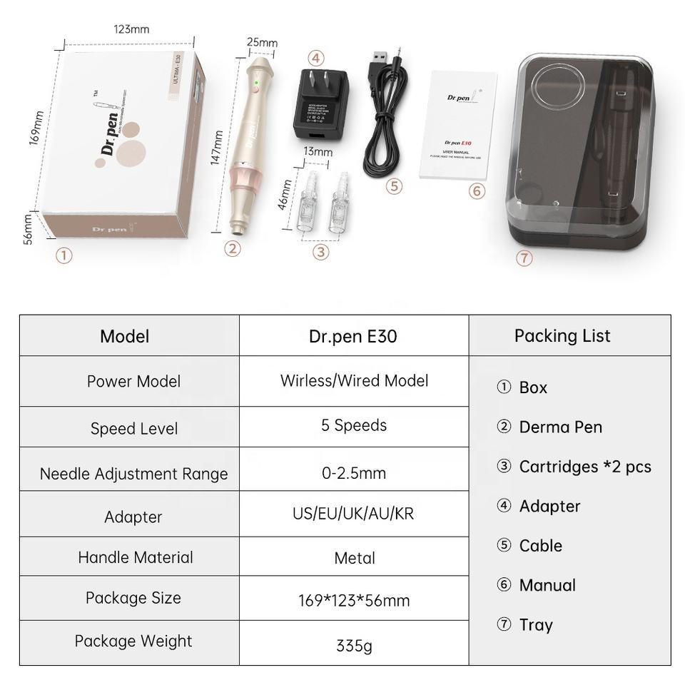 Dr. Pen E30 Wireless Microneedling Pen With 2pcs Cartridges